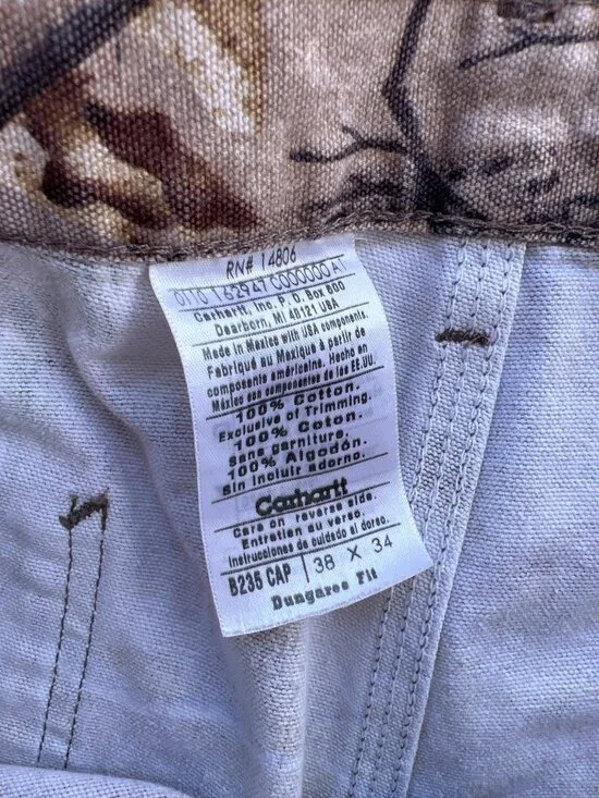 Vintage Carhartt Mens 38x34 Camo Dungaree Fit Pants Hunting Realtree D4 - Picture 3 of 7
